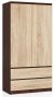 Wardrobe NORE S, dark brown/oak color