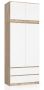 Wardrobe NORE S90 with mezzanines, oak/white