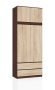 Wardrobe NORE S90 with mezzanines, dark brown/oak color
