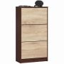 Shoe cabinet NORE3, dark brown/oak