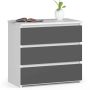 Nightstand NORE CL3 60 cm. with 3 drawers, white/dark grey
