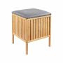 Taburetė su skalbinių krepšiu Relaxdays 10052434_111, 52 l, pilka/ruda, 39 × 52 × 39 cm