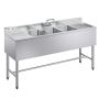 Three-compartment sink VEVOR JC-BAR-3B60-LR-320, 2 drainers, 1524 × 470 × 838 mm