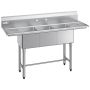 Three-compartment sink VEVOR JC-S3C141611-12LR-318, 3 compartments, 167.8 × 109.7 × 55.8 cm