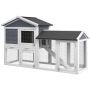 Rabbit cage with aviary, Grey/white, 147 × 54 × 84 cm