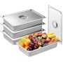 Set of 4 stainless steel hotel frying pans with lid, commercial