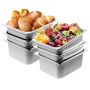 6 pcs stainless steel 1/2 size hotel pans, 6 inches deep