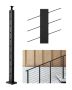 Cable Stainless Steel Handrail Post, Black, 36x1x2 Inch