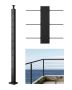 Black Corner Stainless Steel Cable Railing Post 36x2 Inch