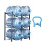 3-tier black water bottle holder, holds 6 bottles, for kitchen and office