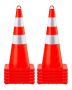 Safety traffic cones 28 inches, 10 pcs., orange PVC with reflective collars