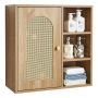 Wall-mounted bathroom cabinet with door and shelf, height-adjustable