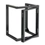 12U wall-mounted server rack, carbon steel, black, 180° swing door, max. load 68 kg