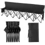 Portable folding 6-seater football bench with backrest, black