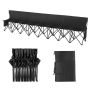 Portable Folding 8-Seater Football Bench with Pockets, Black