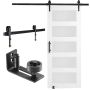 Wood and Glass Sliding Barn Door 32x84 Inch with Hardware