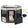 Foldable octagonal dog and cat playpen, 36" m, 600D oxford fabric, waterproof, with zipper