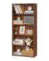 5-Tier Narrow Wooden Bookshelf, 53 Inch, Adjustable Height, Brown