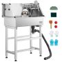 86.4 cm stainless steel dog and cat washing station with faucet