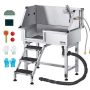Dog washing station 86.4 cm, stainless steel tub with faucet and shower head