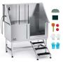 Stainless steel dog washing station with 127 cm bathtub, faucet and shower head