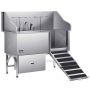 304 stainless steel dog washing station, 155 cm, with ramp and tap