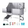 Stainless steel dog washing station 157 cm with ramp and shower head