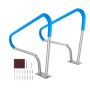 Stainless steel pool railing, 48x36 inches, 2 pcs, with base plate, for indoor/outdoor pools