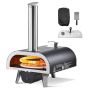 Outdoor 12 Inch Wood Fired Pizza Oven with Thermometer and Electric Turntable
