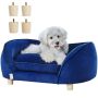 Pet Velvet Sofa, Medium Size, Dark Blue