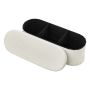 Foldable fleece oval storage pouf, beige, living room bench