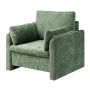Green modern fabric accent chair with armrests