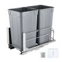 Double Pull-Out 27 QT Undercounter Trash Can, Gray
