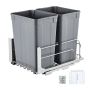 Pull-out double undercounter trash can, 35 QT, gray