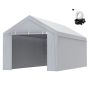 Carport awning with side wall, 6000x3000 mm, white, waterproof and UV resistant