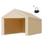 Carport replacement, 3x6 m, awning with walls, beige, UV and water resistant