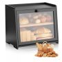 Double-layer black bamboo bread box with acrylic door panel