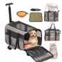 Gray cat and dog carrier with wheels, telescopic handle, up to 10 kg