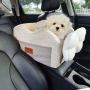 Console dog car seat, light brown, for small dog, adjustable straps