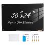 Magnetic large dry erase glass board 91x61 cm, black