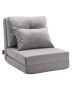Folding sofa bed with adjustable backrest, gray, metal frame
