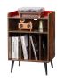 Record player stand with LED, USB and charging, 150 albums