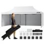 Pop-up side tent-arbour, 3.05x6.1 m, white, with walls and basket