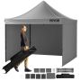 Pop-up outdoor tent 304.8x304.8 cm, dark gray, with side walls