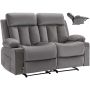 Two-seater electric velvet sofa with heating, massage and USB, gray