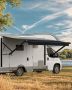 Motorized 14' RV awning with aluminum frame, black