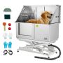 Electric dog washing station, 127 cm, stainless steel, with lifting mechanism and mixer