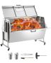 60 W stainless steel spit barbecue with hood, 286 L capacity, wheels, for outdoor camping