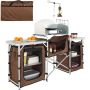 Folding aluminum camping table with storage box, brown