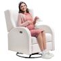 Electronic adjustable angle chair with swivel system, 113 kg, polyester, off-white